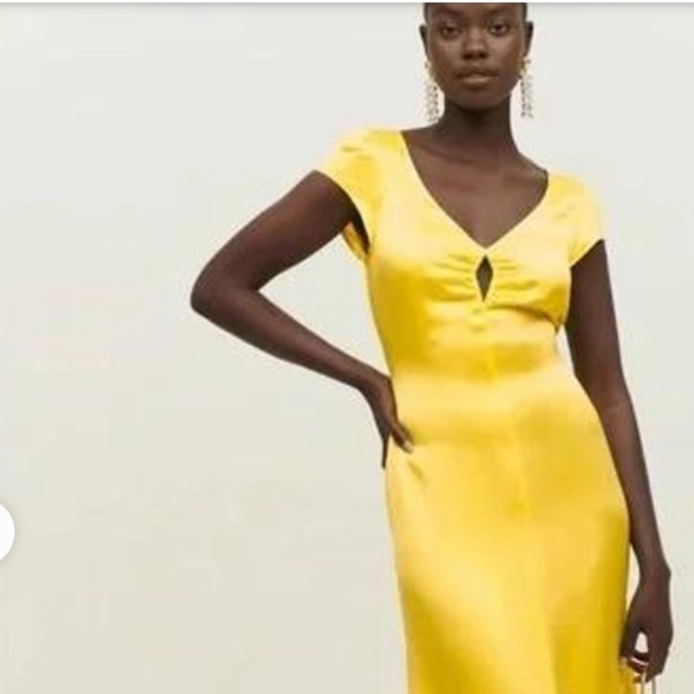 Reformation Scottie Silk dress in Yellow